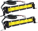 互換品6連 LED ワークライト 18W 汎用 ライトバー 作業灯 フォグランプ デイライト 12V 24V 18cm 黄色(イエロー)