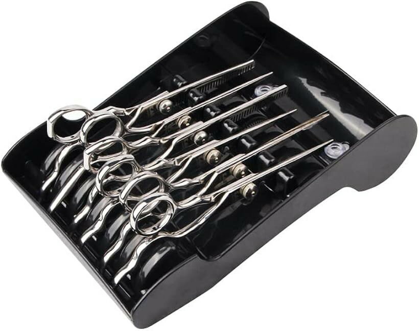 シザーケース ヘアカット ハサミ 美容師 美容院 床屋 プラスチック 整理整頓 ハサミ収納 (黒)