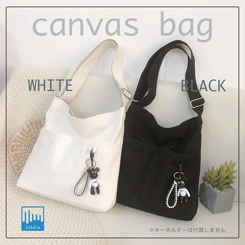 キャンバス 2way トートバッグ 帆布 ショルダー a4 斜め掛け 通勤 通学 軽量 レディース(ホワイト, 34cmx39cmx7cm)