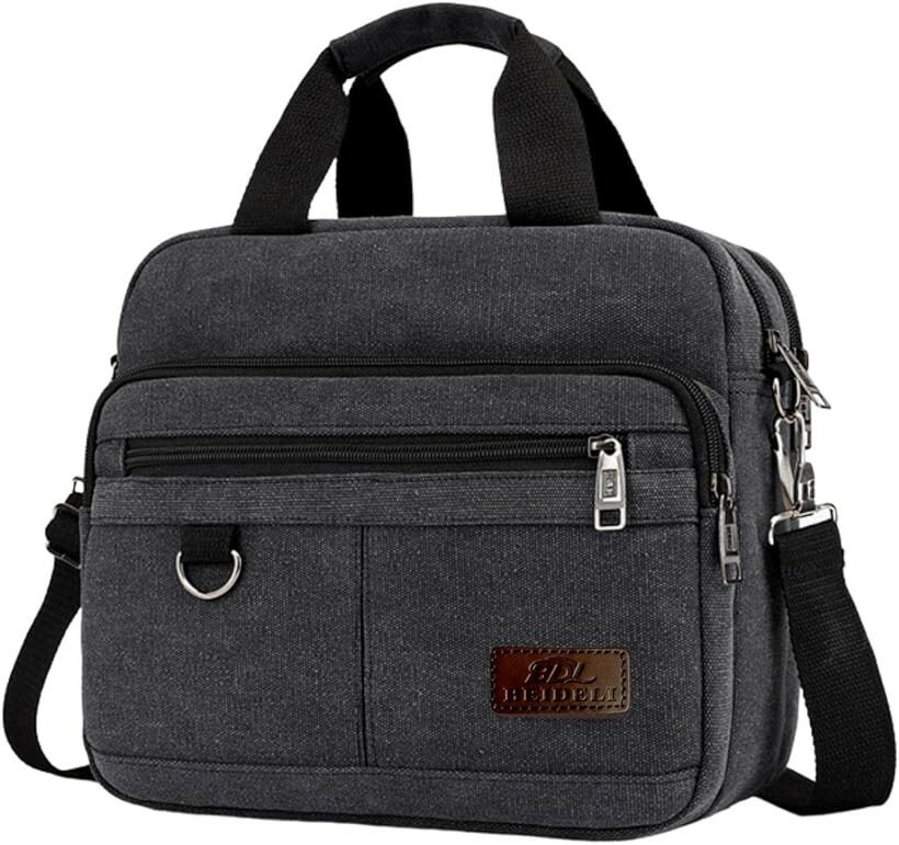 Men's Shoulder Bag, Crossbody Bag, Small, Fits A4, Pockets, 2-Way, Black (Black)