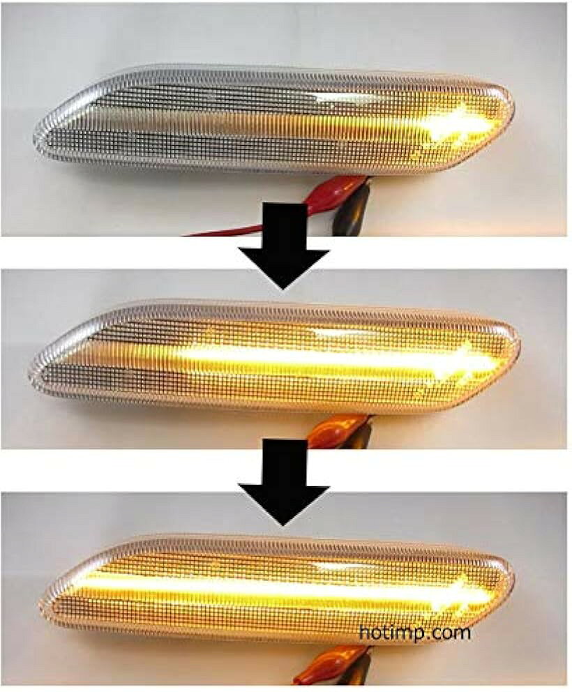 互換品MINI R60 R61 クリアレンズ仕様 ファイバーLED 流れて光る シーケンシャルフロントサイドマーカー フェンダー ウインカー 純正交換タイプ 左右1組