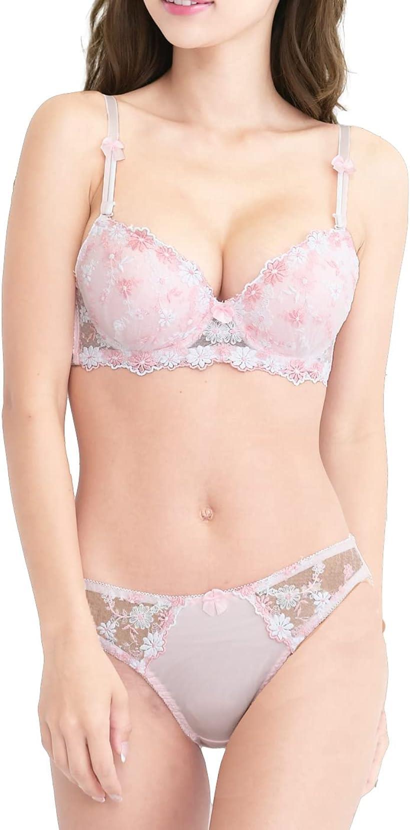 レディース ブラジャー ショーツ 上下 セット ブラショーツセット ブラジャーショーツセット 花柄 刺繍..
