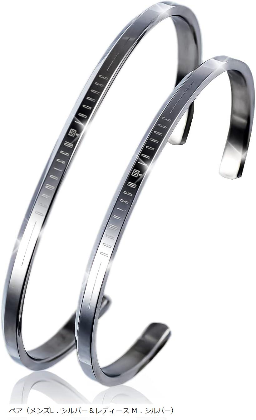 シングル バングル ブレスレット プレゼント レディースMサイズ付属品メッセージカード、ギフト袋、ジュエリークロス ジュエリーボックス ペア シルバーxシルバー...