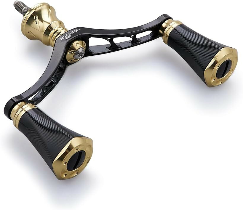 Bait - 80mm リール ハンドル 20mm ノブ 搭載 シマノ ダイワ 通用 スピニングリール用 Tornado Series ブラック＆ゴールド 701 (ブラック＆ゴールド)