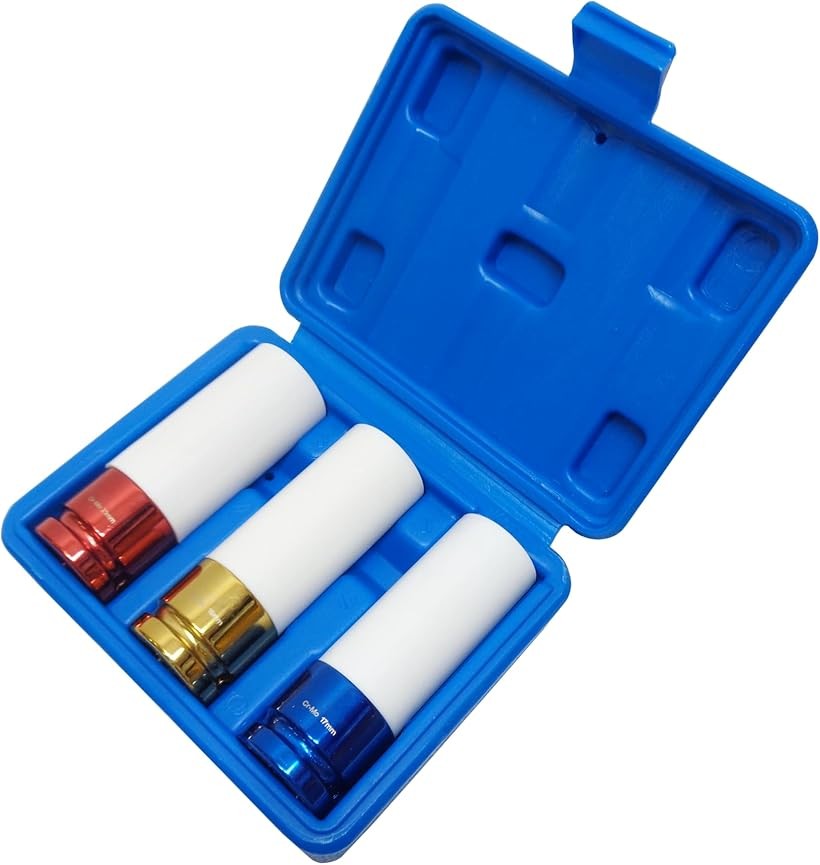 商品コード2bf5flve8g商品名アルミホイール用 ソケットセット インパクトレンチ対応 17mm 19mm 21mm 差込角 1/2 薄口 ホイールナットソケット レンチ プロテクター付ブランドPeroToolsカラーマルチサイズ等17mm、19mm、21mm＊プロテクターを外せば、超薄口ソケットに＊ インパクトレンチ対応の主要3サイズのホイールナットソケットレンチ。強化プラスチックプロテクターを装着することによって、アルミホイールをキズから守ります。 サイズが一目で分かるよう、色分けされているのも特徴です。車載工具としてもオススメのアルミホイールナット用ソケットセットとなります。お手持ちのスピンナーハンドル、クロスレンチ、インパクトレンチ等に装着してご使用下さい。＊商品仕様＊ 差込角：1/2 (12.7sq) 対応ホイールナットサイズ：17mm、19mm、21mm 外径（カバーなし時）：24mm、26mm、28mm 外径（カバー装着時）：27mm、29mm、31mm 全長：78mm アルマイト仕上げ プロテクター付きハードケース付き※ 他ネットショップでも併売しているため、ご注文後に在庫切れとなる場合があります。予めご了承ください。※ 品薄または希少等の理由により、参考価格よりも高い価格で販売されている場合があります。ご注文の際には必ず販売価格をご確認ください。※ 沖縄県、離島または一部地域の場合、別途送料の負担をお願いする場合があります。予めご了承ください。※ お使いのモニタにより写真の色が実際の商品の色と異なる場合や、イメージに差異が生じることがあります。予めご了承ください。※ 商品の詳細（カラー・数量・サイズ 等）については、ページ内の商品説明をご確認のうえ、ご注文ください。※ モバイル版・スマホ版ページでは、お使いの端末によっては一部の情報が表示されないことがあります。すべての記載情報をご確認するには、PC版ページをご覧ください。