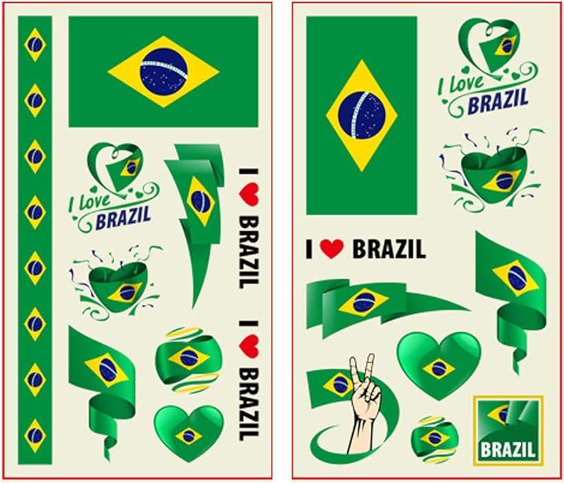 タトゥーシール フェイスシール 国別 国旗 ワールドカップ WBC ラグビー サッカー バスケ( ブラジル, 5.8x9.6cm)