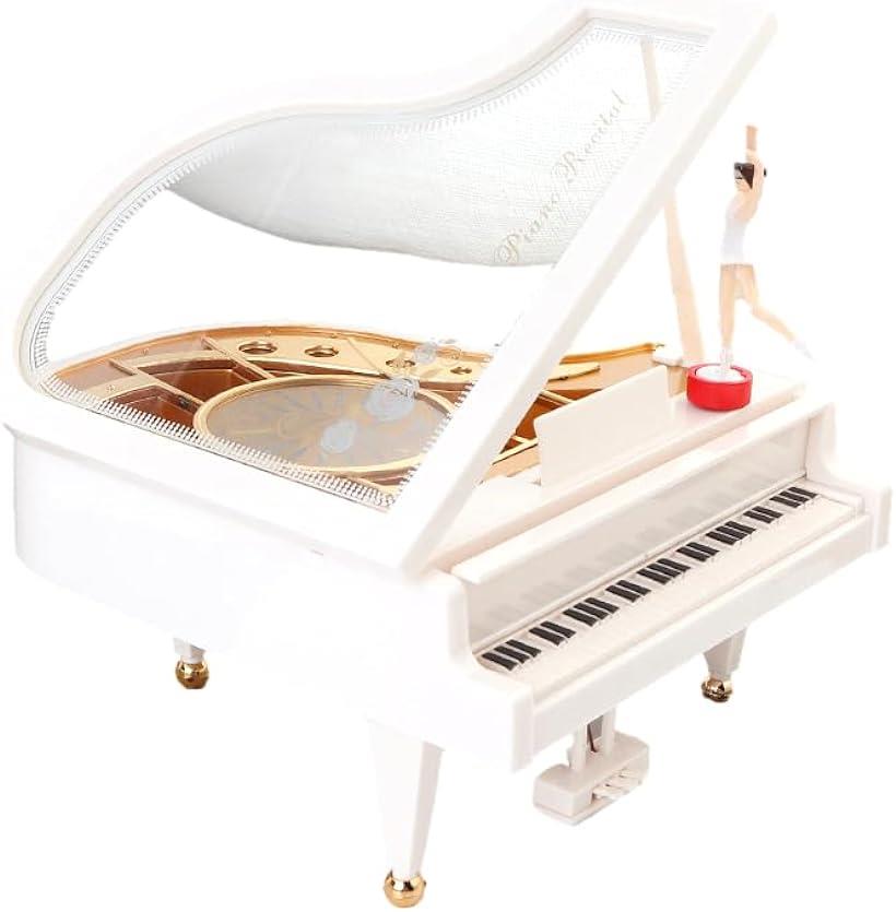 オルゴール ピアノ型 音楽ボックス バレリーナ 付き インテリア おもちゃ プレゼント お祝い M 15Wx16Dx9.2H( M 15Wx16Dx9.2H)