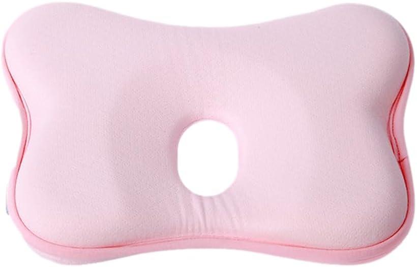 ベビー枕 赤ちゃん枕 クッション コットン 綿 100％ 向き癖 改善 対策 防止 新生児( ピンク)