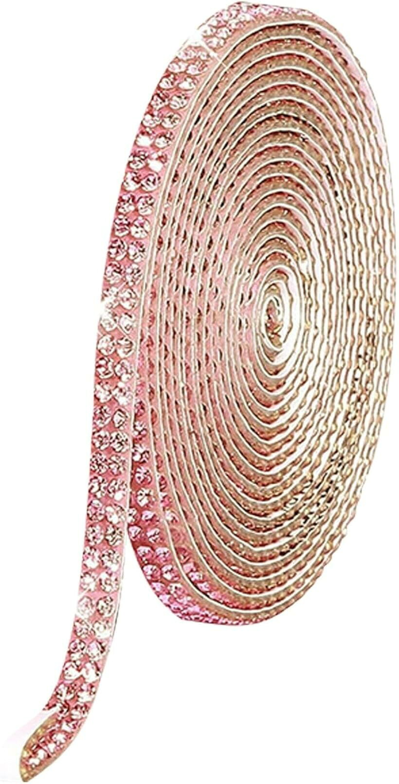 ラインストーン テープ キラキラ 自粘着 デコシール 長さ90cm 手芸 DIY用 (ピンク,...