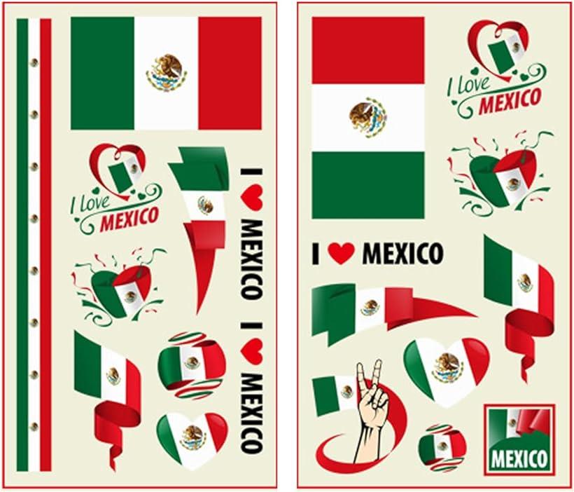 タトゥーシール フェイスシール 国別 国旗 ワールドカップ WBC ラグビー サッカー バスケ( メキシコ, 5.8x9.6cm)