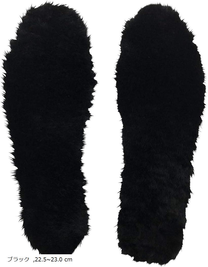 あったか 中敷き 天然羊毛 インソール ブーツ 男性用 女性用 22.5-23.0cm ブラック (ブラック, 22.5～23.0 cm)