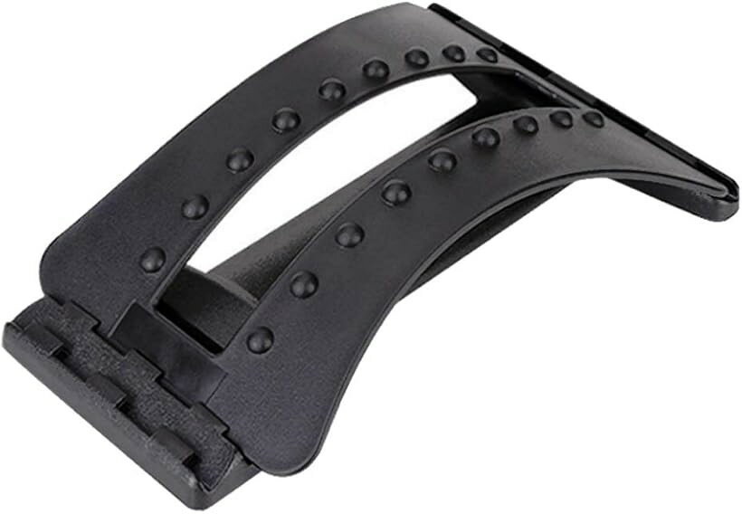 バックストレッチャー 背中 腰 ツボ押し マッサージ 3段階 調節 (ブラック, 1個 (x 1))