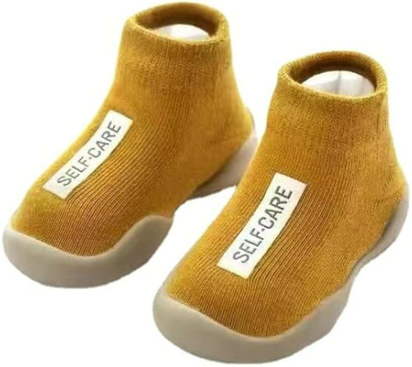 Baby Shoes - 三児のママ保育士推奨ファーストシューズ 滑り防止 室内履き 室外兼用 ベビーシューズ ソックスシューズ 赤ちゃん 男の子 女の子 (イエロー, 15.5 cm)