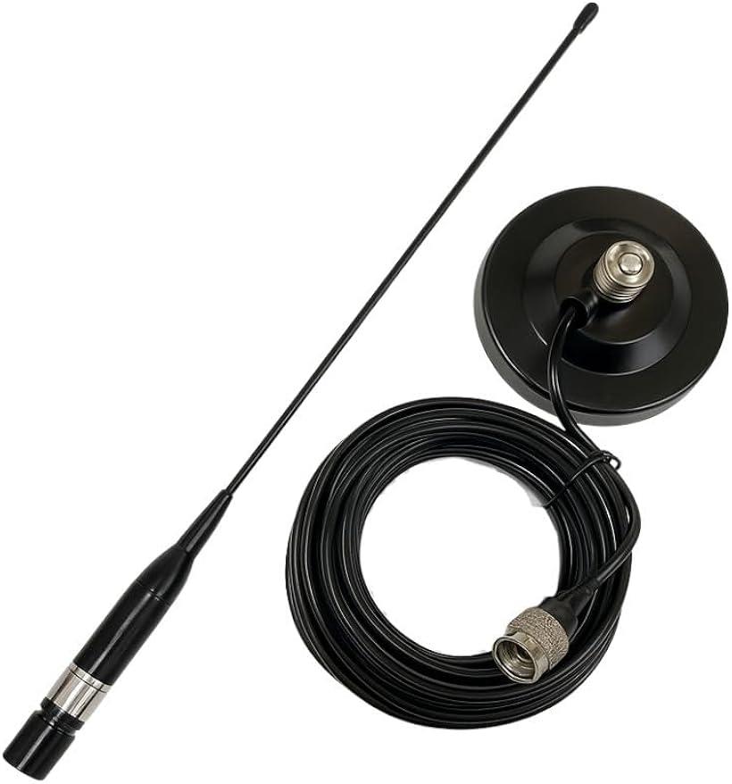 モービルソフトアンテナ マグネット基台 同軸5m 144/430MHz MJ-MP接線 車載用 (ブラック)