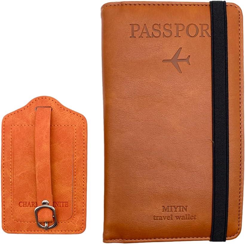 パスポートケース パスポートカバー パスポートケースホルダー スキミング防止( Brown, Large)