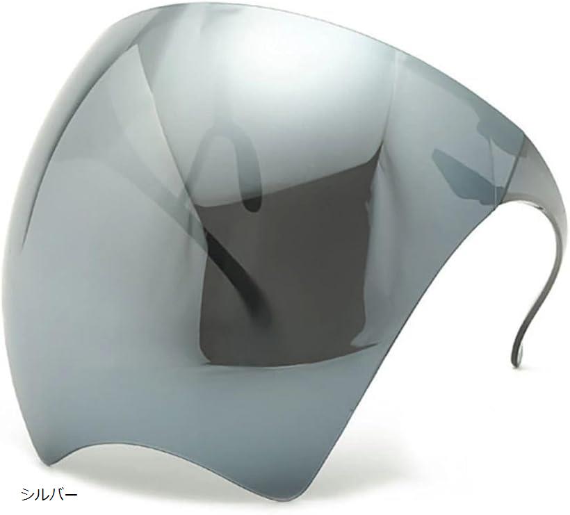 フルフェイスサングラス フルカバー フェイスシールド バイザー ミラー Silver (シルバー)