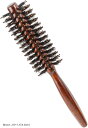 ロールブラシ 猪毛 ヘアブラシ ブローブラシ くし 櫛 コーム 木製 ヘアケア ヘアーブラシ Sサイズ 4.3cm(Brown, Sサイズ(4.3cm))