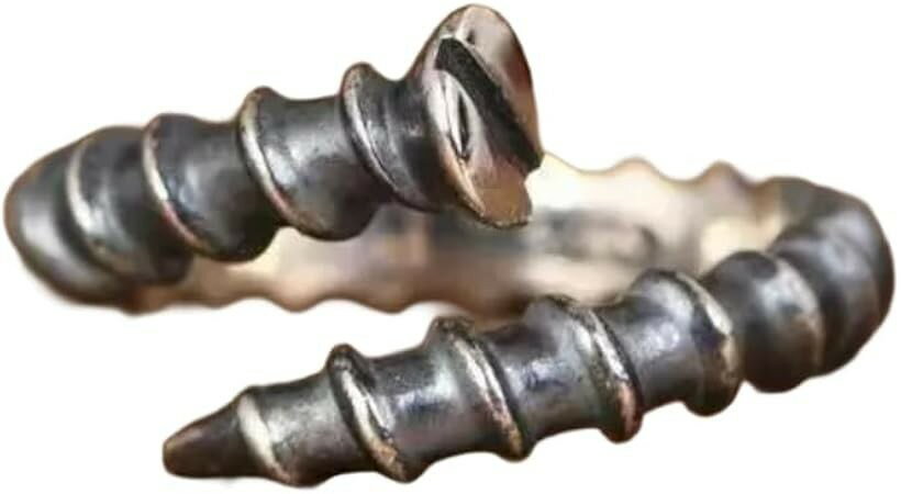 メンズ ステンレス ネジ 指輪 工業美 リング パンク カッコいい パンク系 地雷 (ブラック)