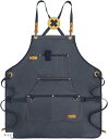 エプロン 撥水 防汚 作業用 DIY 美容師 ガーデニング アウトドア キャンプ 厚手(ネイビー, Free Size)