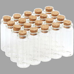 小瓶 ガラス コルク ミニボトル アクセサリーパーツ 20本セット クリア 12ml( クリア 12ml)