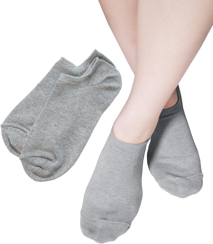 レディース 女性 用 靴下 同色 2足 セット シンプル スニーカー丈 ソックス 23-25cm (グレー, 23.0-25.0 cm)