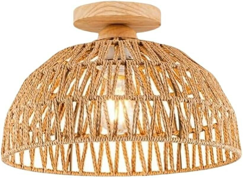 Other - KY LEE シーリングライトランプシェード 籐 1灯 口金E26 LED 対応 天井照明 藤製 インテリア ペンダント 吊り下げ ナチュラル 和モダン 照明器具 おしゃれ リゾート 北欧 癒し オシャレ (PL-032)