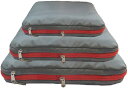 旅行用圧縮袋 トラベルポーチ ファスナー 衣類スペース節約 乾湿分離 軽量3サイズセットセット( グレー)