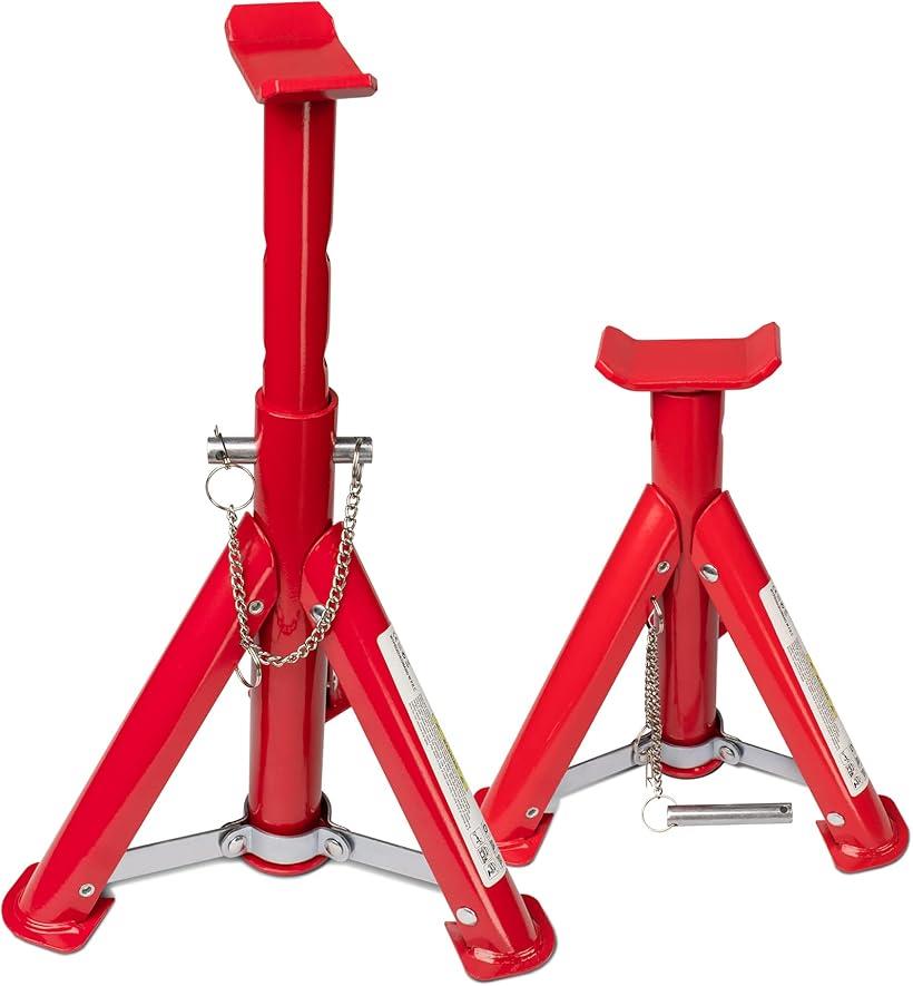 【楽天ランキング1位入賞】ジャッキスタンド ジャッキアップ 2t 2個セット 高さ4段階調整 最低位240mm/最高位360mm コンパクト 安全ピン付き (折りたたみ式-2t)