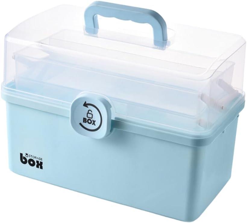 救急箱 大容量 薬 ケース 収納ボックス 防災 家庭用 ブルー 大サイズ( ブルー 大サイズ)