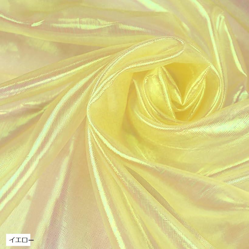 オーロラ オーガンジー 生地 3mx150cm 手芸 カラー 透明 無地 布 イエロー (イエロー)