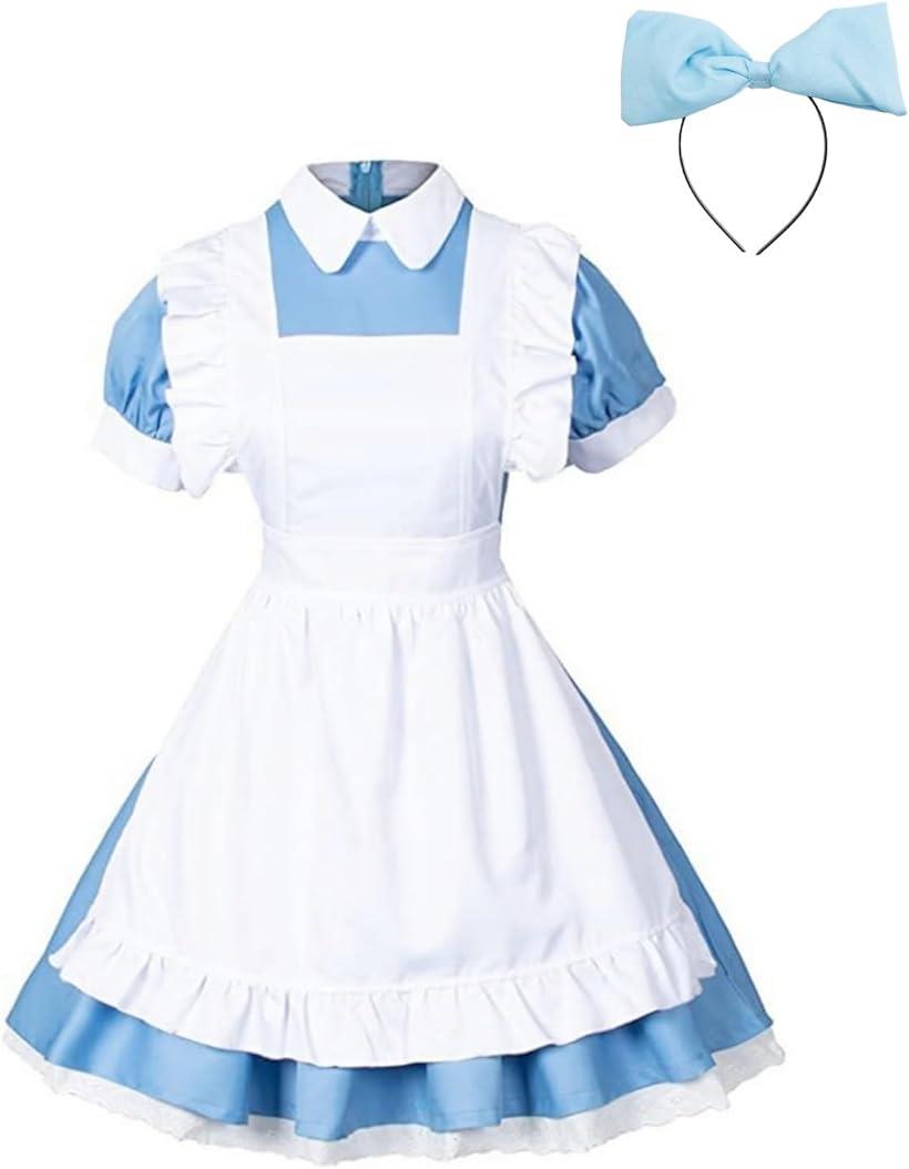 メイド服 コスプレ 3点セット ワンピース エプロン カチューシャ ロリータ コスチューム( XL)