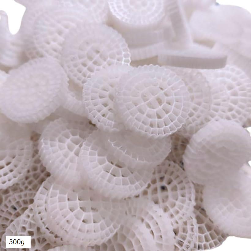 流動濾過材 MBBR ろ材 水槽用 ろ過材 流動フィルター バイオフィルター K 5 25mm (ホワイト, 300g)