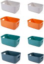 収納ボックス 小物入れ ケース プラスチック バスケット S&M(灰橙緑紺, S&M)