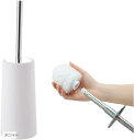トイレブラシ ケース付き スリム コンパクト トイレ掃除 水はね防止 おしゃれ(ホワイト, 37cmx10.5cm)