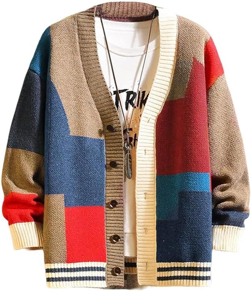 エンプティオ ボタン ニット アメカジ 前開き 暖かい カラフル カーディガン メンズ カワイイ ザックリ..