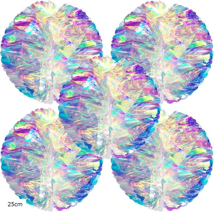 【楽天ランキング1位入賞】ハニカムボール キラキラ 飾り ペーパーファン カラフル おしゃれ 25cm 5個セット (キラキラ, 25cm)