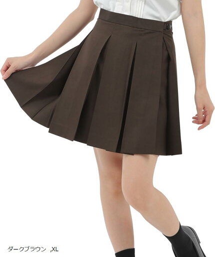 ボックス プリーツスカート 42cm 学生 制服 箱ヒダ スクール 女子高生(ダークブラウン, XL) ボックス プリーツスカート 42cm 学生 制服 箱ヒダ スクール 女子高生(ダークブラウン, XL)