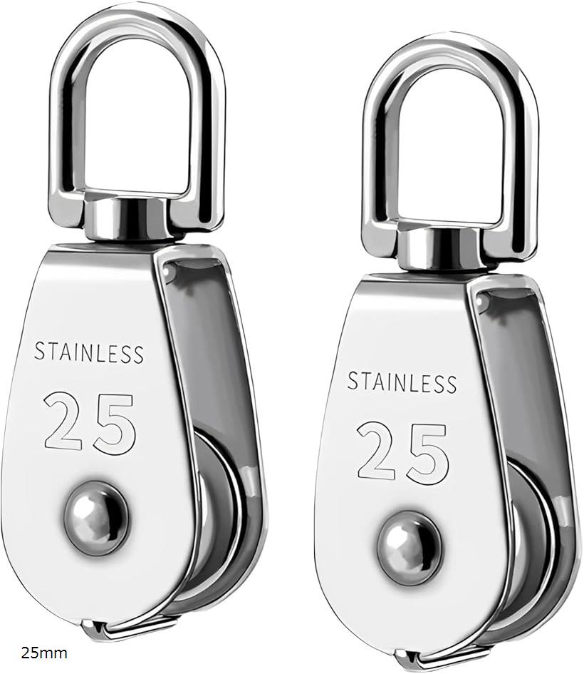 互換品 滑車 小型 ロープ滑車 プーリー クレーン 荷揚げ ステンレス 2個セット 25mm (25mm)