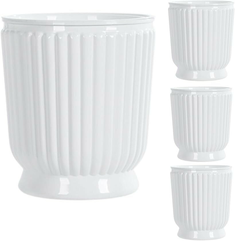 植木鉢 プラスチック 自動給水 プランター 水やり 4個セット a464 (ホワイト, Medium)