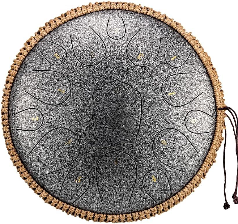 スリットドラム 音色に合わせたジブリ楽譜付き タングドラム収納バッグ付き 13インチ15音 シルバー (シルバー, 13インチ15音)