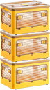 収納ボックス 蓋付き 積み重ね可能 全方向から取り出せる キャスター付き 衣装収納ケース 強い耐荷重 大容量収納ボックス XXLサイズ3個：67x46.5x37.5cm( 3個xイエロー, XXL（67x46.5x37.5cm）)