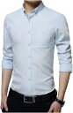 シャツ メンズ 長袖 カジュアル 薄手 カッターシャツ オックスフォード スリム オフィス( ライトブルー, 2XL Slim)