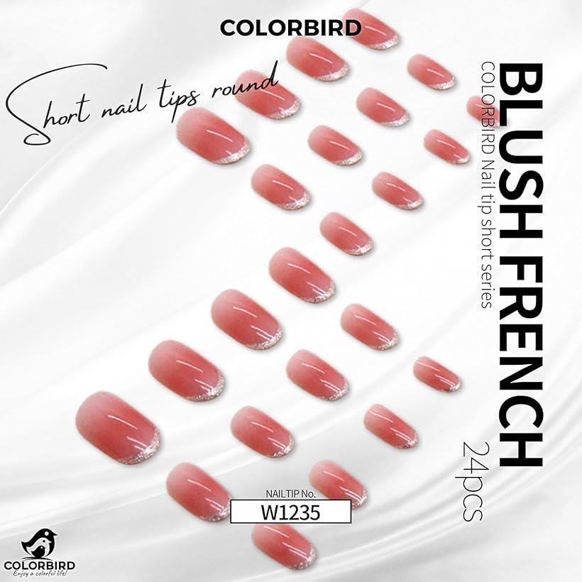 ネイルチップ ショート 24枚 付け爪 短め 可愛い ポイント(ピンク, ショート)