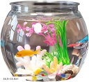 【楽天ランキング1位入賞】金魚鉢 水槽 アクアリウム 容器 ボウル 大容量 インテリア 花瓶 プラスチック 丸型 透明 16.5x13.5cm(16.5x13.5cm)