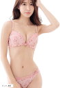 レディース ブラジャー ショーツ 上下セット 女性 下着 花柄 大人 可愛い レース 勝負(ピンク, B65)(4)