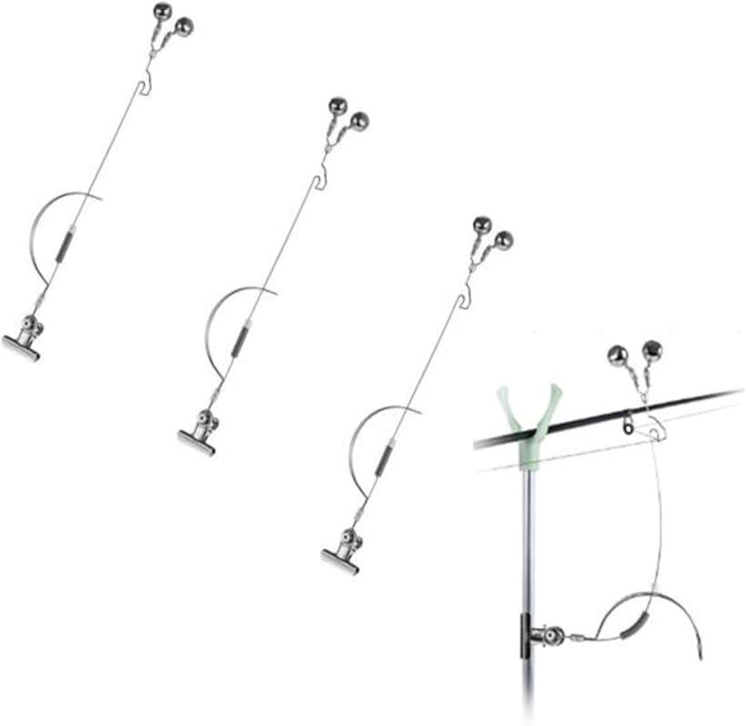 フィッシング ベル 高感度アラーム クリップ固定式 置き竿用ヒットセンサー (シルバー, 3個セット)