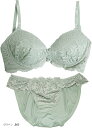 レディース ブラジャー ブラショーツ 上下セット 女性 大人 可愛い レース 上品 綺麗(グリーン, B65)(4)