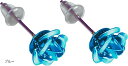 ローズ 薔薇ピアス 両耳用 2個セット スタッド メンズ レディース ステンレス アクセサリー(ブルー, 小)