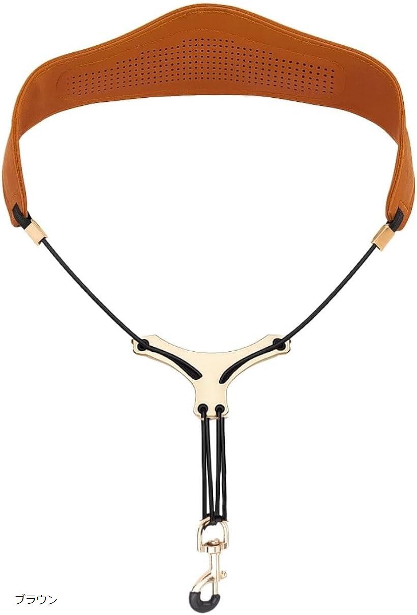 サックス ネックストラップ ネックパッド付き クッション 通気性 調節可能 (ブラウン)