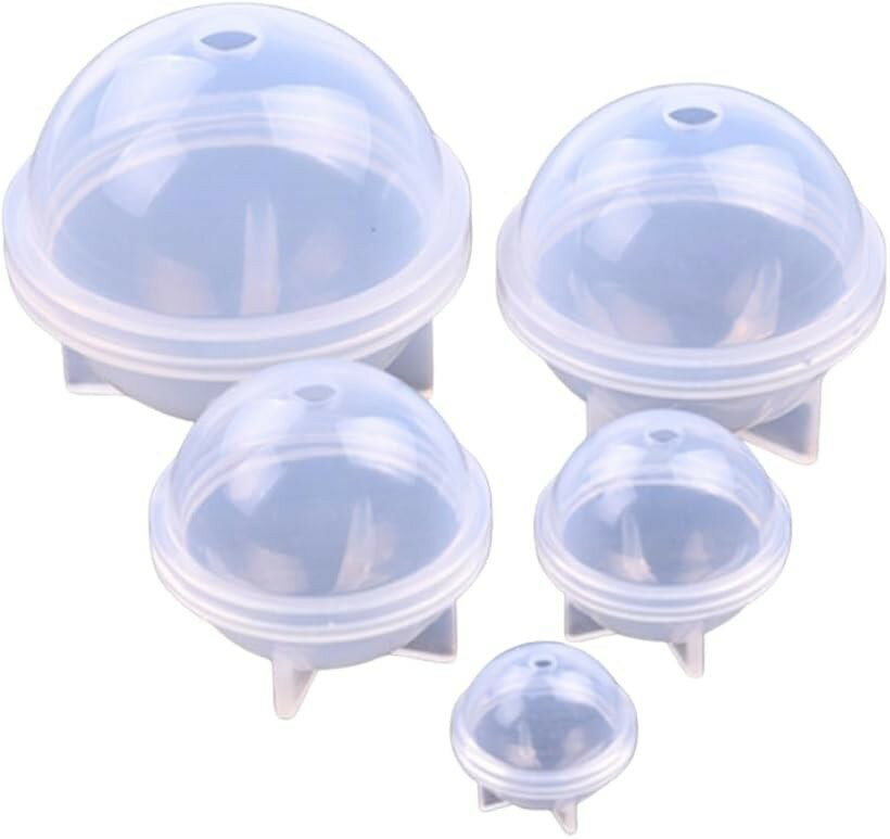 レジン シリコンモールド 型 レジン型 球体 ボール 丸型 キット アクセサリー 20mm 30mm 40mm 50mm 60mm (透明, 5点セット)